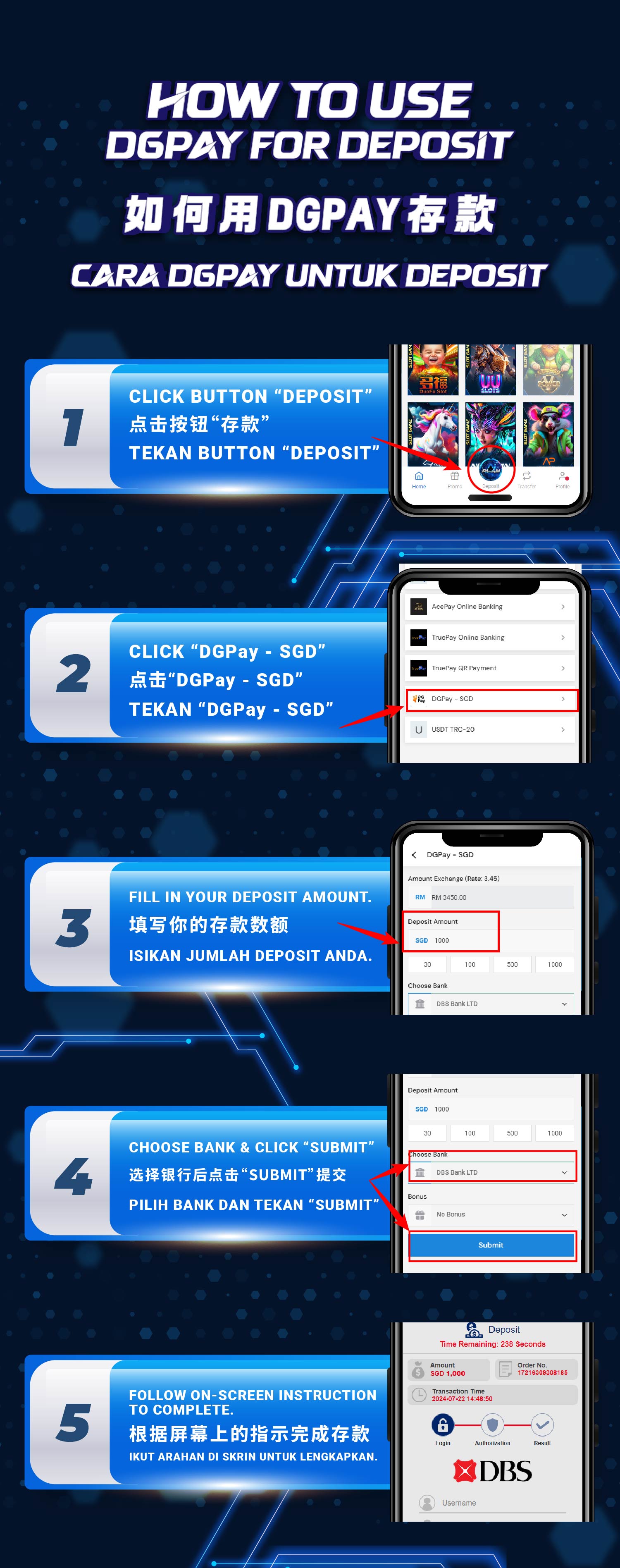 How to top up SGD with DGPAY